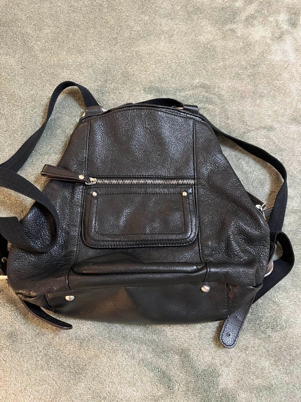 Clarks Genuine Leather Convertible Backpack Purse Dark Brown Black Magnetic Zip